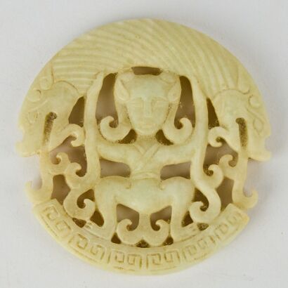 A Chinese Jade &lsquo;Chilong and Boy&rsquo; Dish