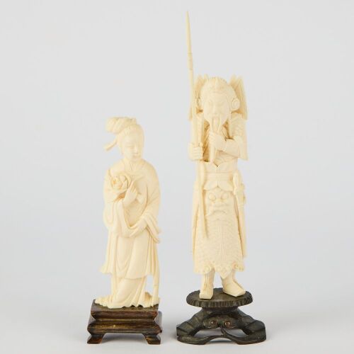 A Pair of Chinese Bone Figural Carvings