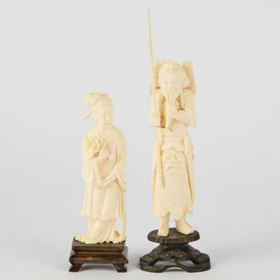 A Pair of Chinese Bone Figural Carvings