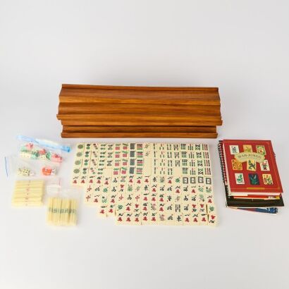 A Chinese 20th Century Mahjong Set AND A Set of Mahjong Books and Mahjong Tiles Boards