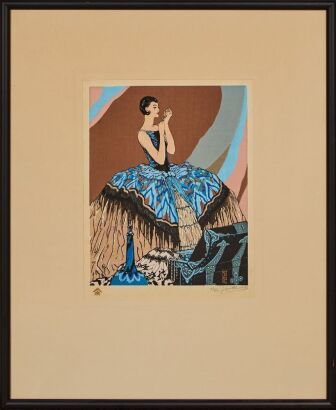 A Japanese 20th Century Ukiyo-e Woodblock Print of Figures