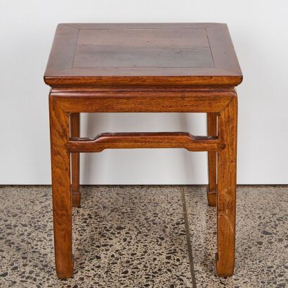 A Chinese Aged Wooden Square Stool