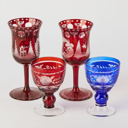 A Group of Four Bohemian Glass Cups