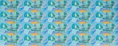 An Uncut Roll of Twenty Ten Dollar Bills to Commemorate the Millennium