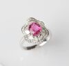 18ct White Gold Rubellite and Diamond Ring
