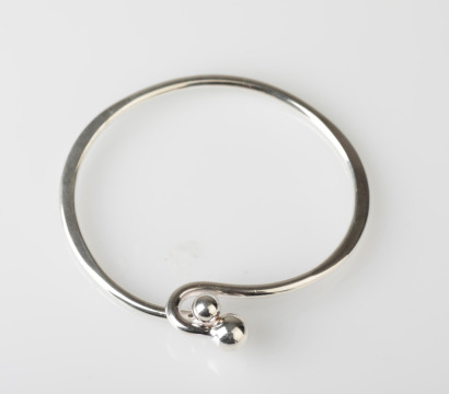 Sterling Silver Bangle with Ball Ends