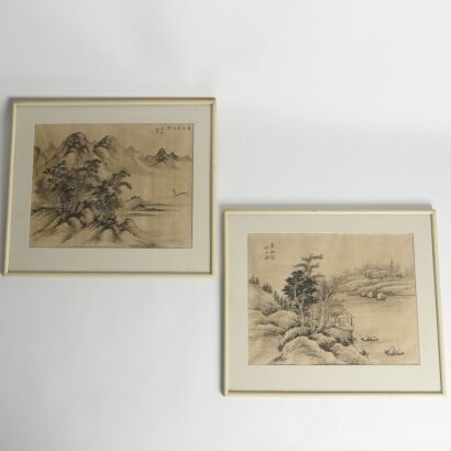 A Pair of Chinese Ink Landscape Paintings