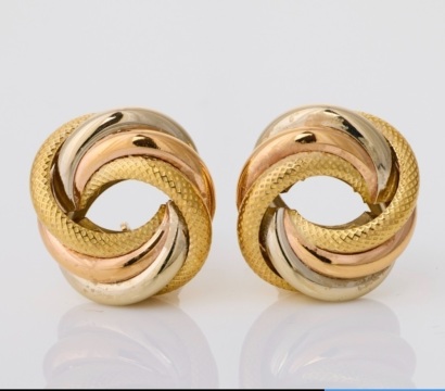 18ct Yellow / Rose / White Gold, Hollow Clip-on Knot Earrings