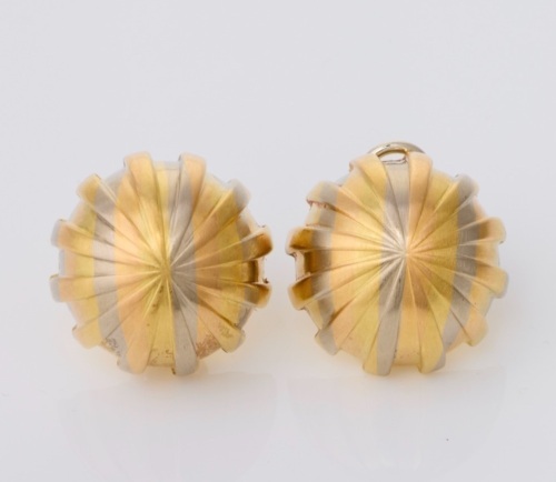 18ct Yellow / Rose / White Gold, Hollow Clip-on Domed Earrings