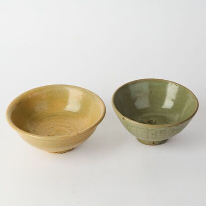 A Set of Two Chinese Ming Dynasty Longquan Celadon Bowls