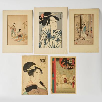 A Set of Five Japanese Ukiyo-E Prints