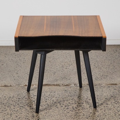 A Vintage Solid Wood Side Table with Swivel Top