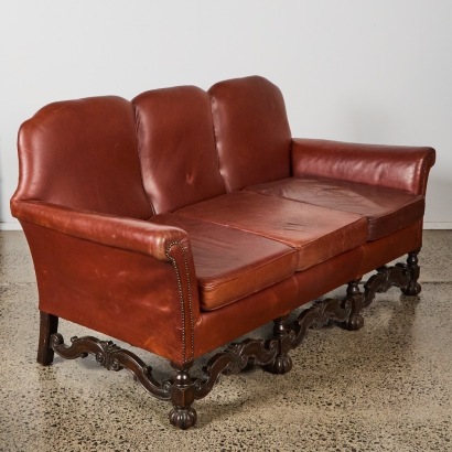 A Jacobean Style Leather Sofa