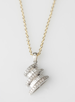 18ct White Gold Modern Diamond Cluster Pendant