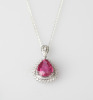 18ct White Gold Rubellite and Diamond Pendant
