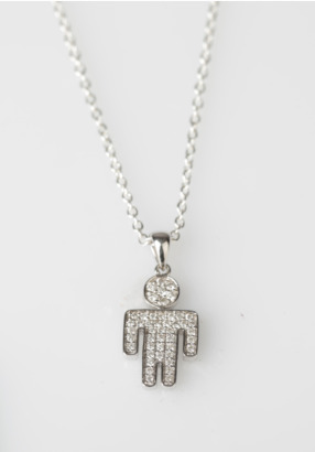 9ct White Gold Diamond Boy Pendant