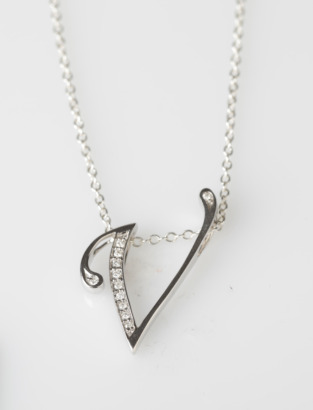 9ct White Gold Diamond V Pendant&nbsp;