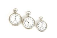 Three Swiss Vintage Nickel Cased Open Face Pocket Watches