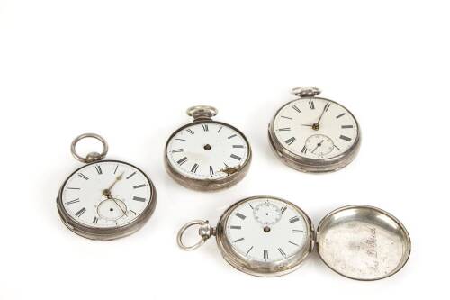 Four English 19th Century Hallmarked Silver Cased Pocket Watches