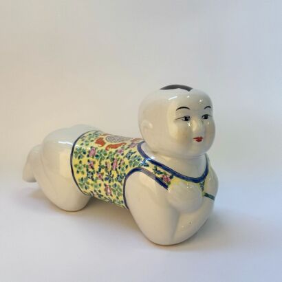A Chinese 20th Century Famille Rose Porcelain Pillow