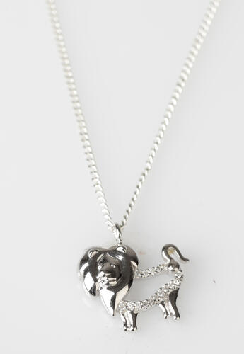 9ct White Gold Diamond Lion Pendant