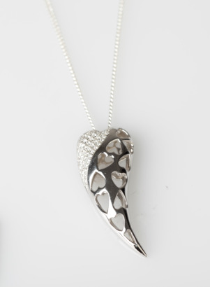 18ct White Gold Diamond Pierced Heart Pendant
