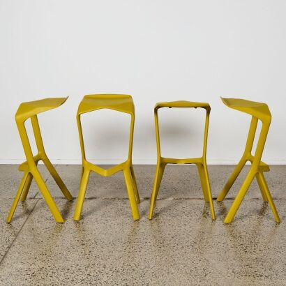 A Set of Four Miura Bar Stools by Plank, Italy