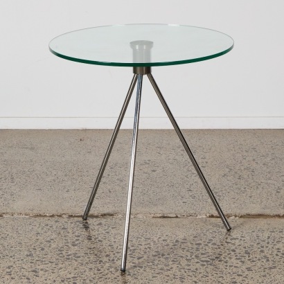 A Minimal Glass & Chrome Side Table
