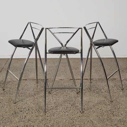 A Trio of Postmodern Hiroyuki Yamakado 'Cinderella' Stools, 1980s