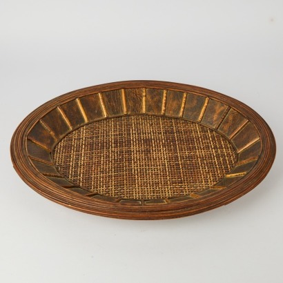 A Vintage Style Wood & Cane Serving Tray