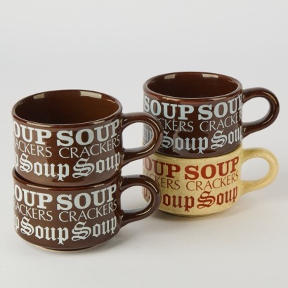 A Set of Four Crown Lynn Soup Mugs