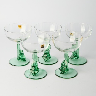 Five Green Luminarc Margarita Saguaro Cactus-Dozer Glasses