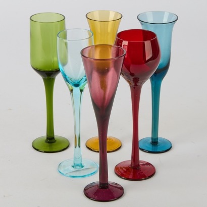 A set of six tall Liqueur glasses