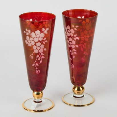 A Pair of Vintage Red Floral Glasses
