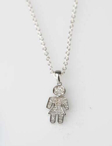 9ct White Gold Diamond Girl Pendant