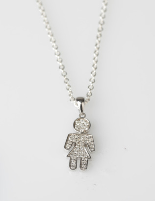 9ct White Gold Diamond Girl Pendant