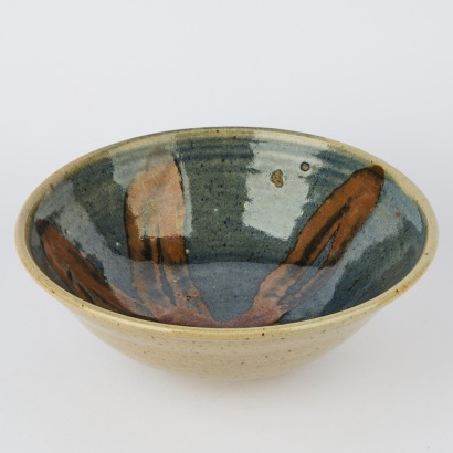 A Large Barry Brickell Bowl with a Tenmoku Wax Resist