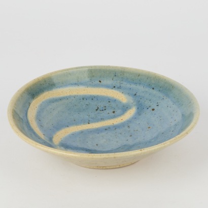 A Barry Brickell Blue Bowl with Fingerswipe Decoration