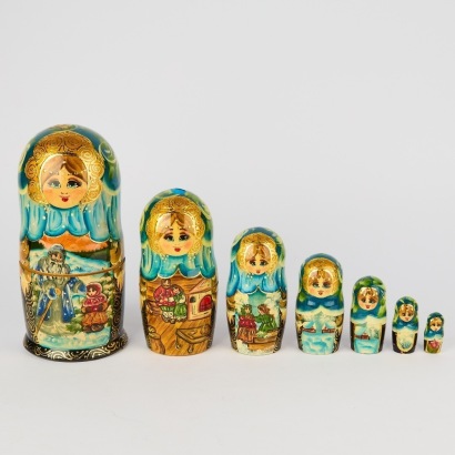 A Set of Seven Hand Painted Matryoshka Dolls
