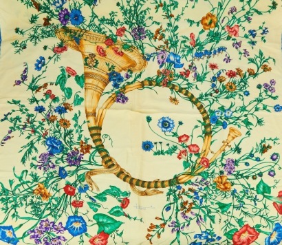 A Floral Silk Gucci Scarf