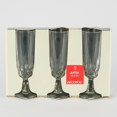 A Set of Three Crytsal Arcoroc Glasses