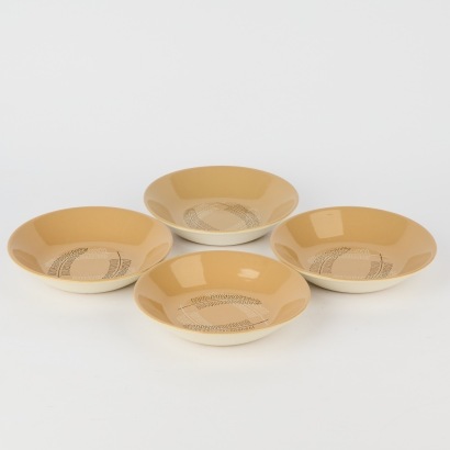 A Set of Four Reflections Pattern Dessert Dishes by Crown Lynn