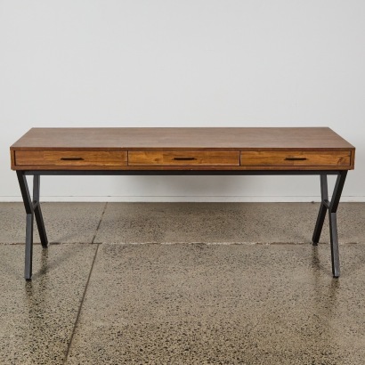 An American Industrial Style Walnut Writing Desk