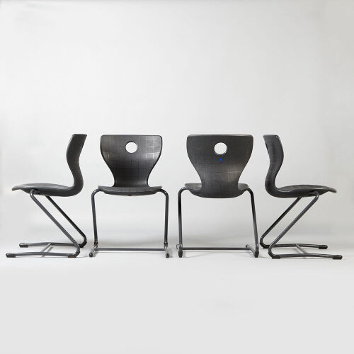 A Set of Four Verner Panton Sled Base Chairs