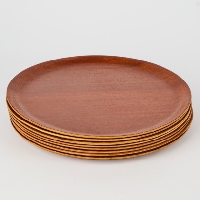 A Set of Eight Mid-Century "GEM" Serving Trays in Mahogany, Made in New Zealand