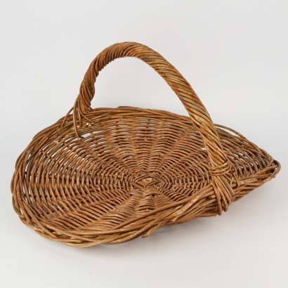 A Large Vintage Woven Wicker Gathering Basket