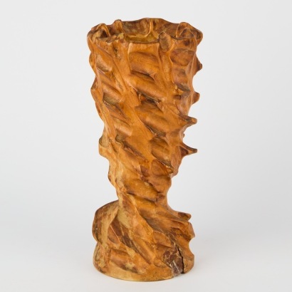 A Hand Carved Rough Wooden Sculptural Vase