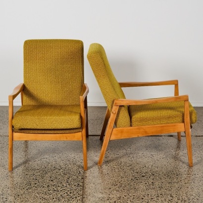 A Pair of Mid-Century Arm Chairs in Original Fabric