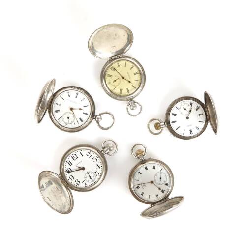 Five Hallmarked Silver Cased Hunter Pocket Watches