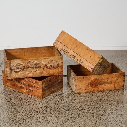 A Quartet of Vintage Wooden Crates